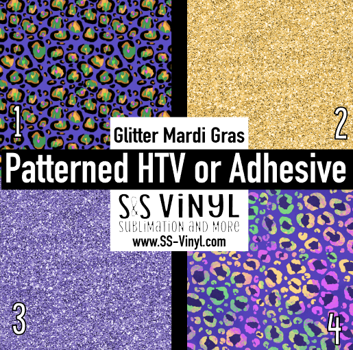 Mardi Gras Leopard Print Pattern Permanent Adhesive Vinyl
