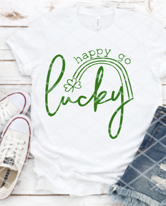 Happy Go Lucky in green, St Patrick's Day Sublimation Transfer, Ready to Press