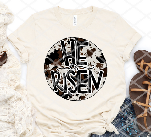 Copy of He is Risen, Cow Print, Easter Sublimation transfer