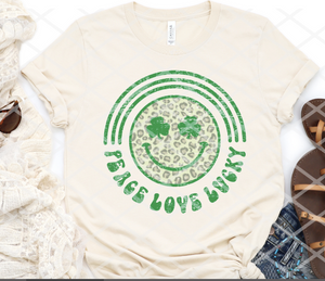 Peace Love Lucky, St Patrick's Day Sublimation Transfer, Ready to Press