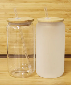 Glass can with bamboo lid - Blanks Collection