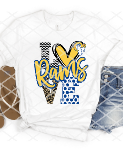 Love Rams Sublimation or HTV Transfer