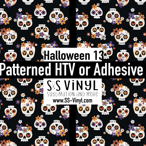 Halloween Skulls, Print Patterned Permanent Adhesive, HTV, or Sublimation
