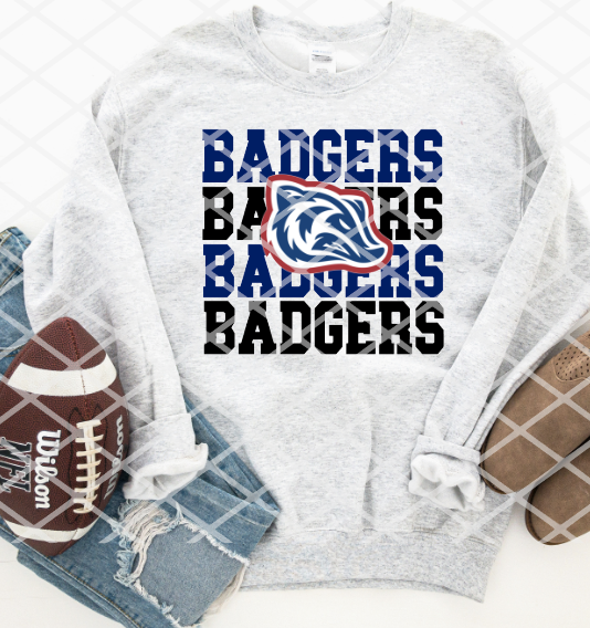 Badgers Stacked Sublimation or HTV Transfer