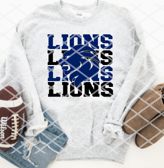 Lions Stacked Sublimation or HTV Transfer