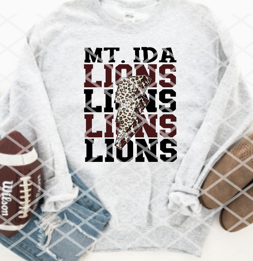 Mt. Ida Lion Stacked Sublimation or HTV Transfer