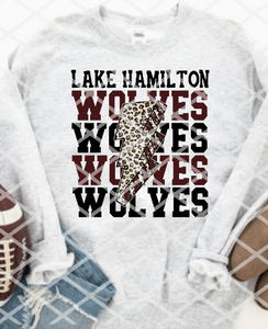Lake Hamilton Wolves Bolt Sublimation or HTV Transfer