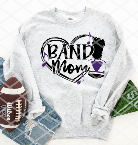 Band Mom Heart,  Sublimation or HTV Transfer