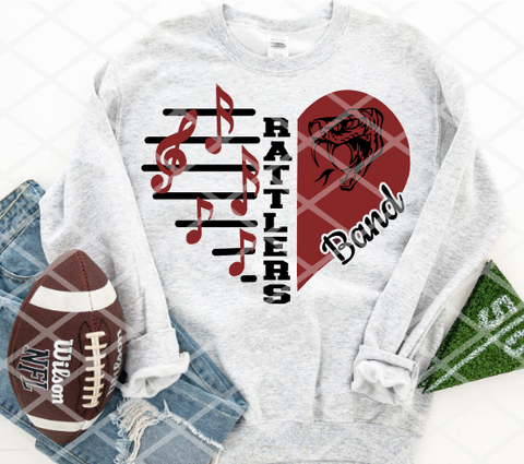 Rattlers Heart Sublimation or HTV Transfer
