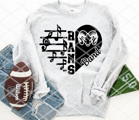 Rams Heart Sublimation or HTV Transfer