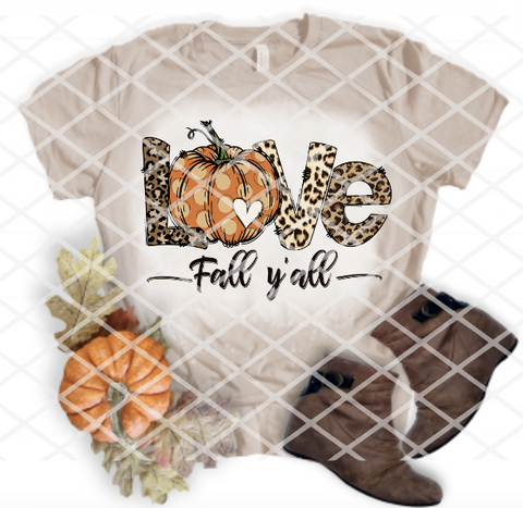 Love Fall Y'all Sublimation Transfer