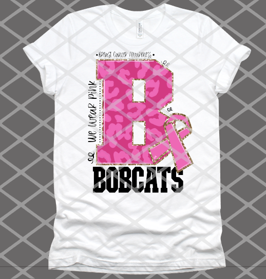 Bobcats Breast Cancer Awareness Sublimation or HTV Transfer