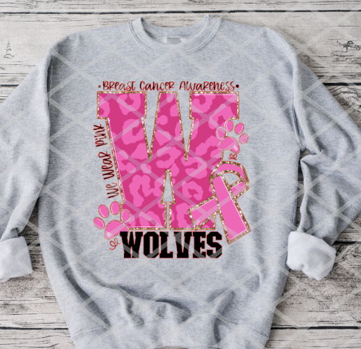 Wolf Breast Cancer Awareness Sublimation or HTV Transfer