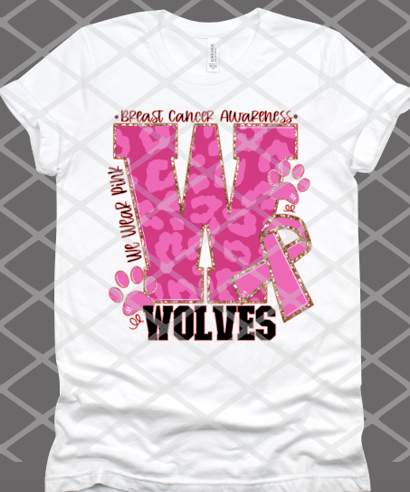 Wolf Breast Cancer Awareness Sublimation or HTV Transfer