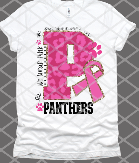 Panther Breast Cancer Awareness Sublimation or HTV Transfer