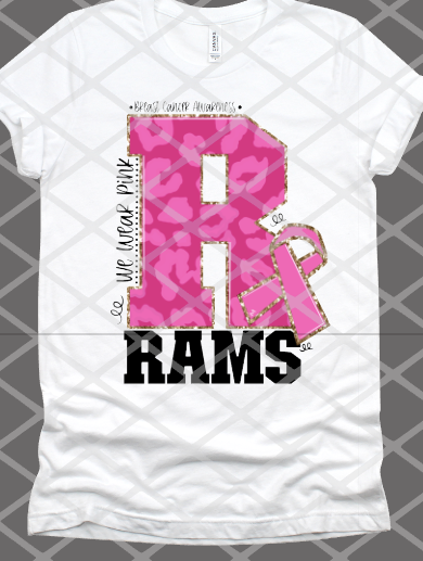 Rams Breast Cancer Awareness Sublimation or HTV Transfer