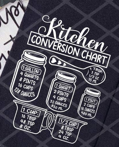 Kitchen Conversion Chart, Ready to Press Screen Print