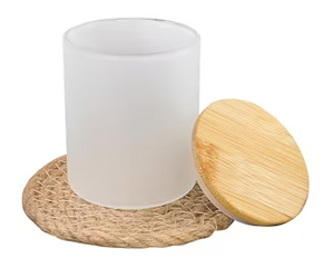 10oz. Frosted Candle Jar with Bamboo Lid, Sublimation Glass