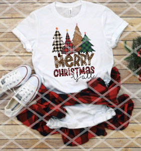 Merry Christmas Y'all Trees Sublimation Transfer