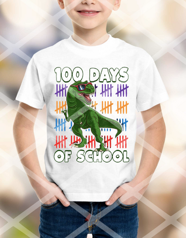 100 days of school Dinosaur Sublimation Transfer