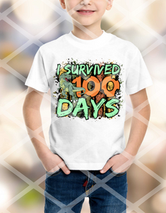 I survived 100 days of school Dinosaur Sublimation Transfer