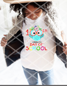 100 Days of School Owl Sublimation Transfer