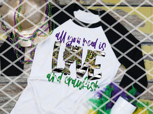All you need is love and crawfish, Mardi Gras, Ready to press, Sublimation Transfers