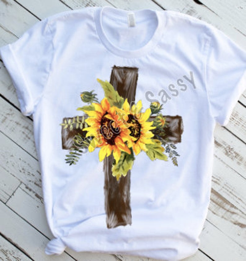 Cross with Sunflowers Sublimation Transfers