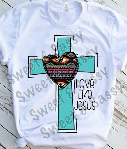 Cross Love Like Jesus Aztec Print Sublimation or DTF Transfer