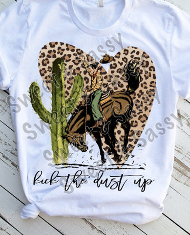 Kick the Dust Up, Cactus Animal Print Heart, Ready to Press Transfer