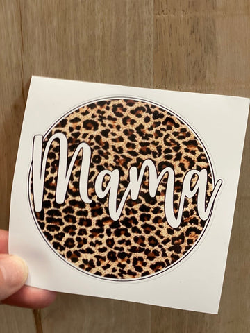 Mama Leopard Print Vinyl Decal