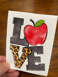 Love Teacher Apple Vinyl Decal