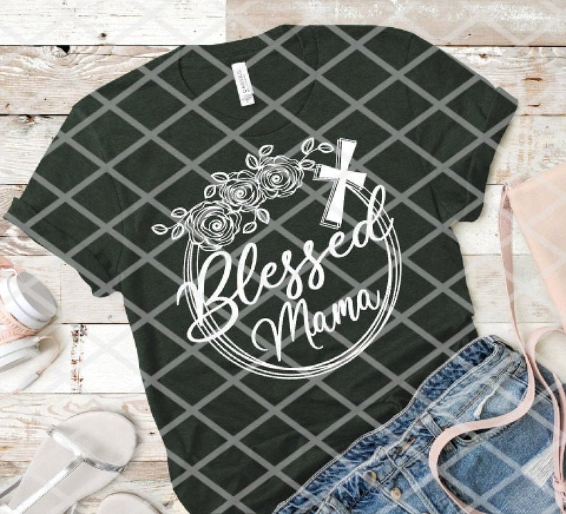 Blessed Mama, Screen print Transfer, Ready to heat press, 11 x 11,