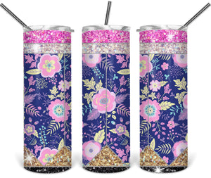 Pink Floral 20oz. Straight Tumbler Sublimation Transfer, Ready to Press
